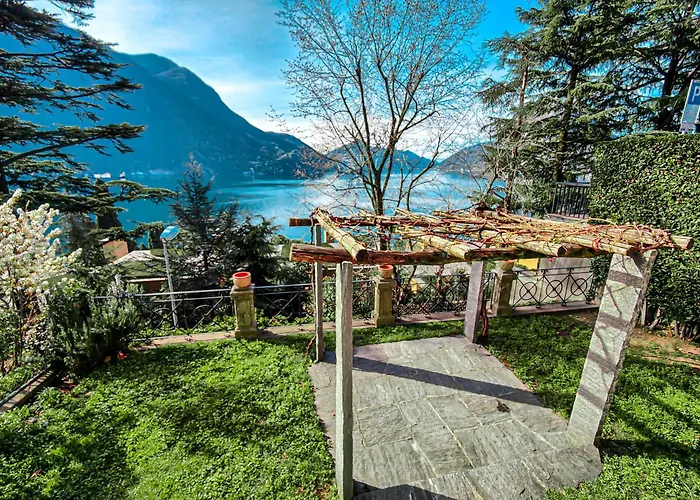 La Castignola Con Vista Lago Di Lugano E Giardino Condiviso